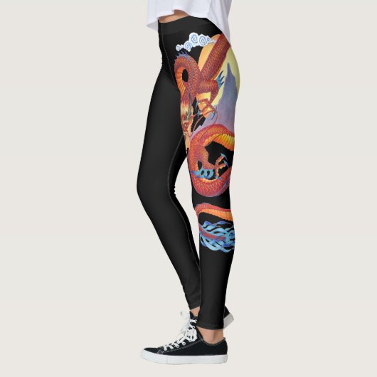 Roter Perlen-Chinese-Drache Leggings (Links)