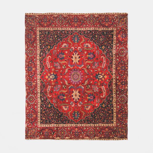 Roter persischer Teppich aus Maschhad Fleecedecke (Vorderseite)