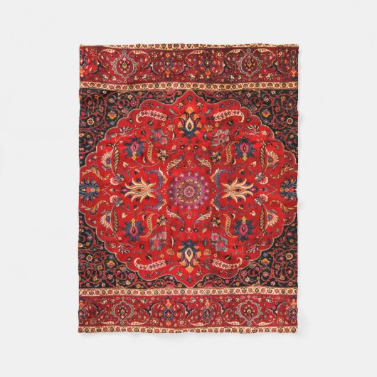 Roter persischer Teppich aus Maschhad Fleecedecke (Vorderseite)