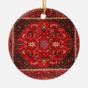 Roter persischer Teppich aus Maschhad Keramikornament