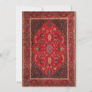 Roter persischer Teppich aus Mashhad als Flach-Fes Feiertagskarte
