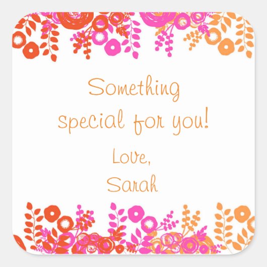 Roter personalisierter Geschenk-mit Quadratischer Aufkleber (Vorderseite)