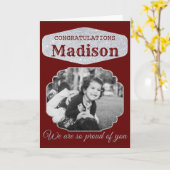 Roter Personalisierter Glitzer Abschluss Karte (Gelbe Blume)