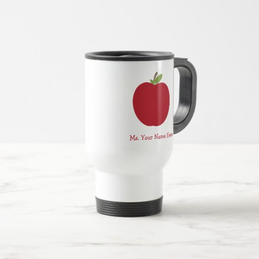 Roter personalisierter Lehrer Apples Reisebecher (VorderseiteRechts)
