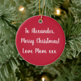 Roter Personalisierter Name Frohe Weihnachten aus  Keramik Ornament