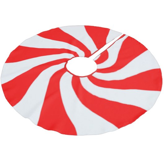 Roter Pfefferminz-Wirbels-Baum-Rock Polyester Weihnachtsbaumdecke (Schrägansicht)