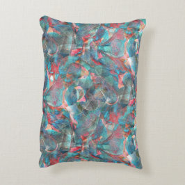 Roter Pfirsich gegen Zyanfärbungen an einer skizze Dekokissen