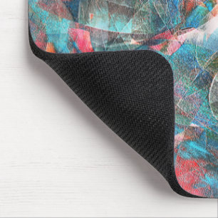 Roter Pfirsich gegen Zyanfärbungen an einer skizze Mousepad