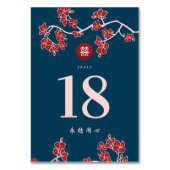 Roter Pfirsich/Pflaumenblüten Doppelglückliche Hoc Tischnummer (Rückseite)