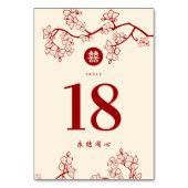 Roter Pfirsich/Pflaumenblüten Doppelglückliche Hoc Tischnummer (Rückseite)