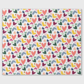 Roter Pfirsich Rosa Rosa Blau Herzmuster Geschenkpapier (Flach)