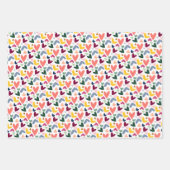 Roter Pfirsich Rosa Rosa Blau Herzmuster Geschenkpapier Set (Vorderseite)