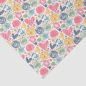 Roter Pfirsich Rosa Rosa Blau Herzmuster Seidenpapier (Ausschnitt)