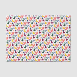 Roter Pfirsich Rosa Rosa Blau Herzmuster Seidenpapier