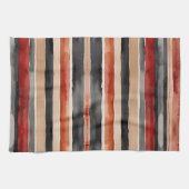 Roter Pfirsich und schwarze Streifen Geschirrtuch (Horizontal)