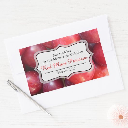Roter Pflaumenkonfitüre Rechteckiger Aufkleber (Umschlag)