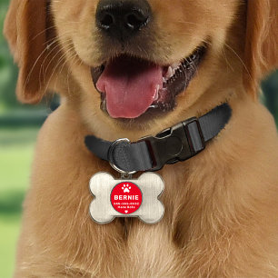 Roter Pfotenabdruck-Hundeknochen-Monogramm Tiermarke