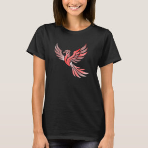 Roter Phönixvogel im Flug mit ausgebreiteten Flüge T-Shirt