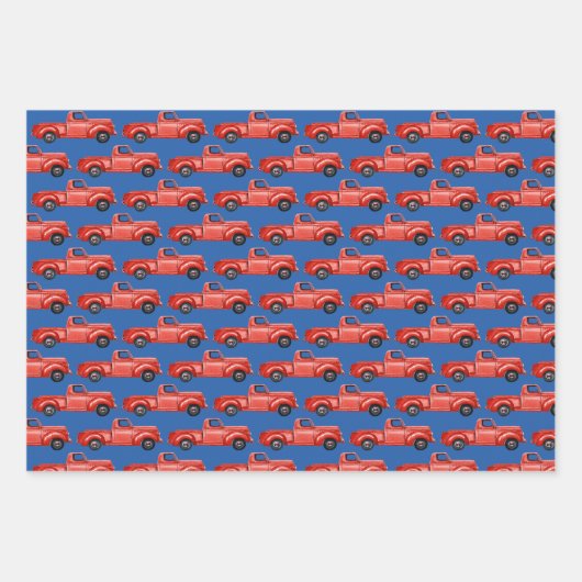 Roter Pick-up LKW und Präsentationen Geschenkpapier Set (Vorderseite 2)