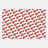 Roter Pick-up LKW und Präsentationen Geschenkpapier Set (Vorderseite)