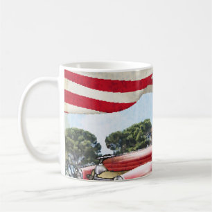 Roter Pickup-Truck: Amerikanische Flagge Vintage Kaffeetasse