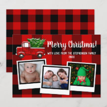 Roter Pickup-Truck Frohe Weihnachten Familie 3 Fot