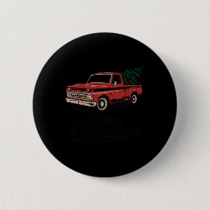 Roter Pickup-Truck Weihnachtsbaum Vintage Weihnach Button
