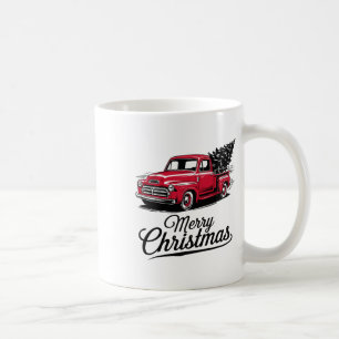 Roter Pickup-Truck Weihnachtsbaum Vintage Weihnach Kaffeetasse