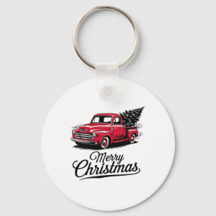 Roter Pickup-Truck Weihnachtsbaum Vintage Weihnach Schlüsselanhänger