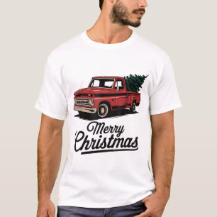 Roter Pickup-Truck Weihnachtsbaum Vintage Weihnach T-Shirt