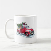 Roter Pickup und Weihnachtsbaum Kaffeetasse (Links)