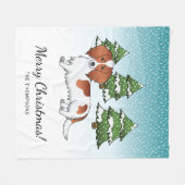 Roter Pied Langhaar Dackel Hund - Winterwald Fleecedecke (Vorderseite (Horizontal))