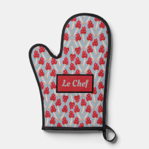 Roter Pilz - Blau und Rot Ofenhandschuh