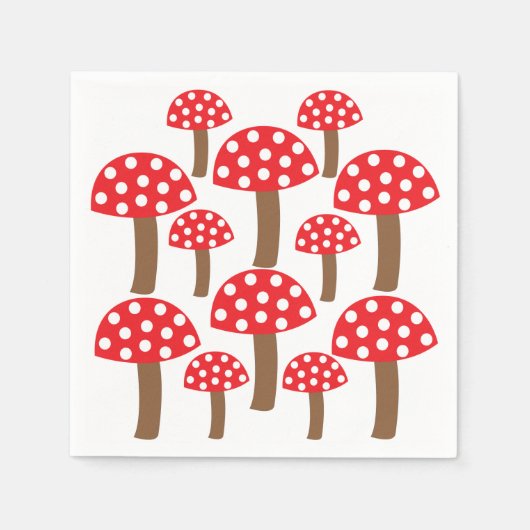 Roter Pilz Botanisch Serviette (Vorderseite)