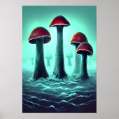 Roter Pilz im Meer wachsen | AI Art Poster (Vorne)