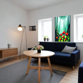 Roter Pilz im Wald | AI Art Poster