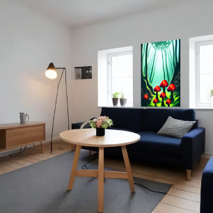 Roter Pilz im Wald AI Art Poster