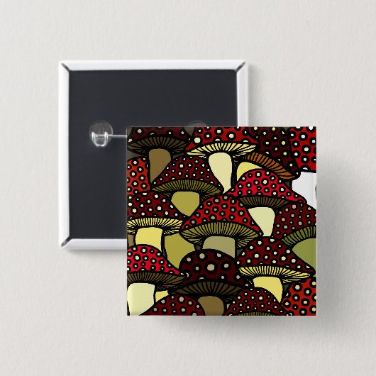 Roter Pilz-Knopf Button (Vorne & Hinten)