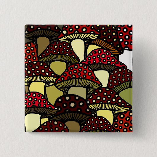 Roter Pilz-Knopf Button (Vorderseite)