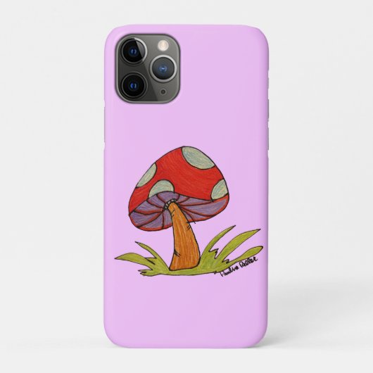 Roter Pilz mit helllila Hintergrund-Tasche Case-Mate iPhone Hülle (Rückseite)