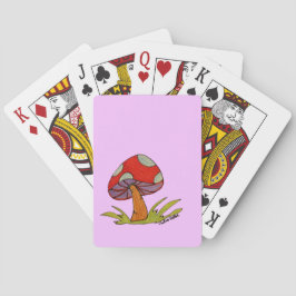 Roter Pilz mit helllila Hintergrund Tote Spielkarten