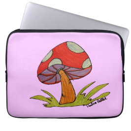 Roter Pilz mit violettem Hintergrund Laptopschutzhülle