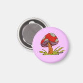 Roter Pilz mit violettem Hintergrund Magnet (Vorderseite/Rückseite)