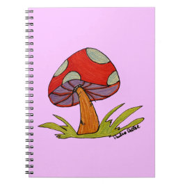 Roter Pilz mit violettem Hintergrund Notizblock