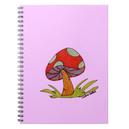 Roter Pilz mit violettem Hintergrund Notizblock