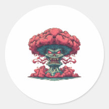 Roter Pilzwolken-Monster-Aufkleber
