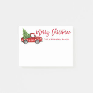 Roter Pinsel Schrift Vintage-LKW Weihnachtsbaum Post-it Klebezettel