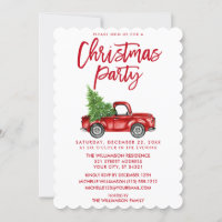 Roter Pinsel Schrift Vintage-LKW Weihnachtsfeier S