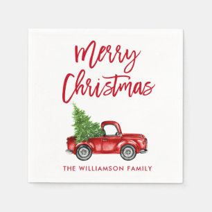 Roter Pinsel Schrift Weihnachten Vintage LKW Serviette