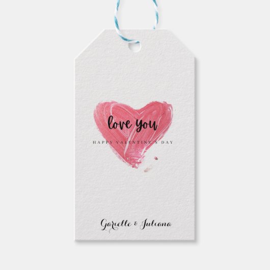 Roter Pinselstrich Herz Valentinstag Geschenkanhänger (Vorderseite)